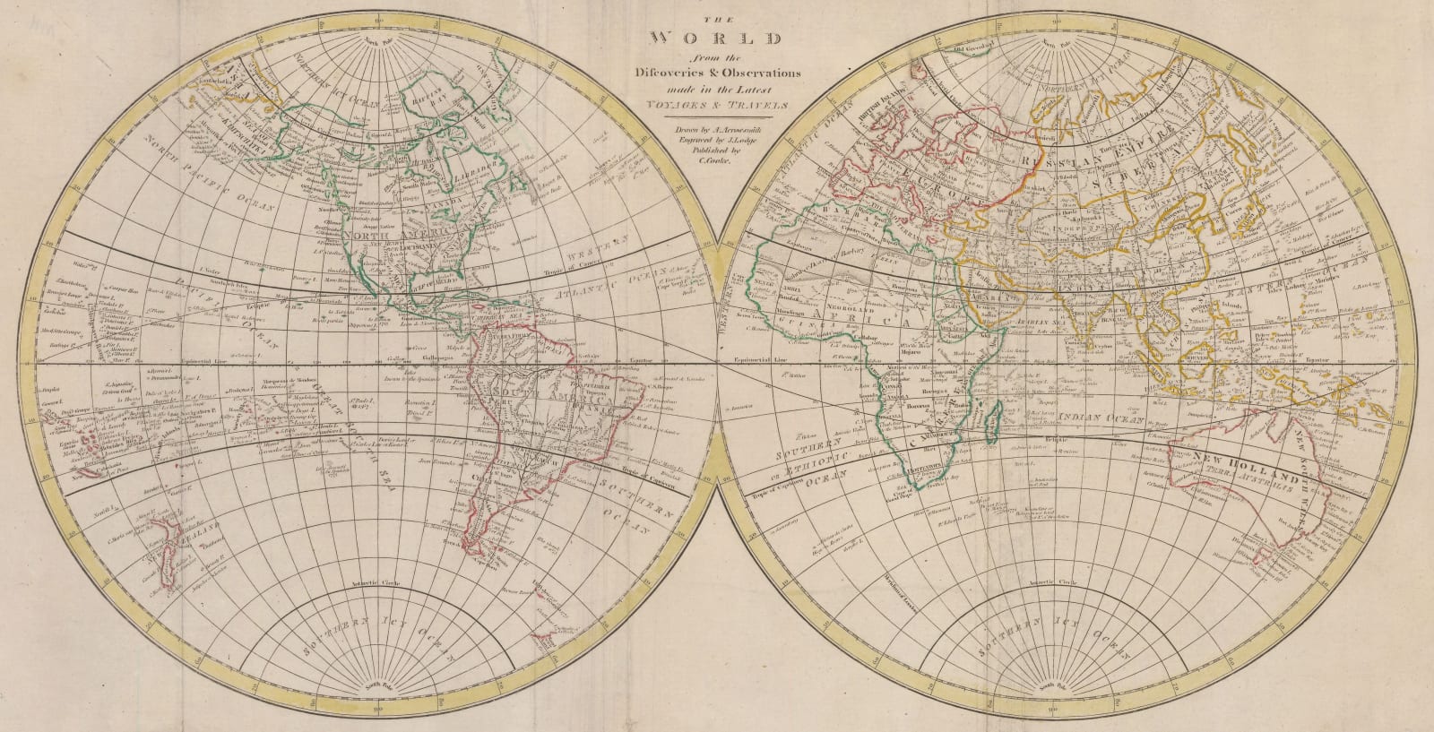 Aaron Arrowsmith, The World from the Latest Voyages & Travels, 1802