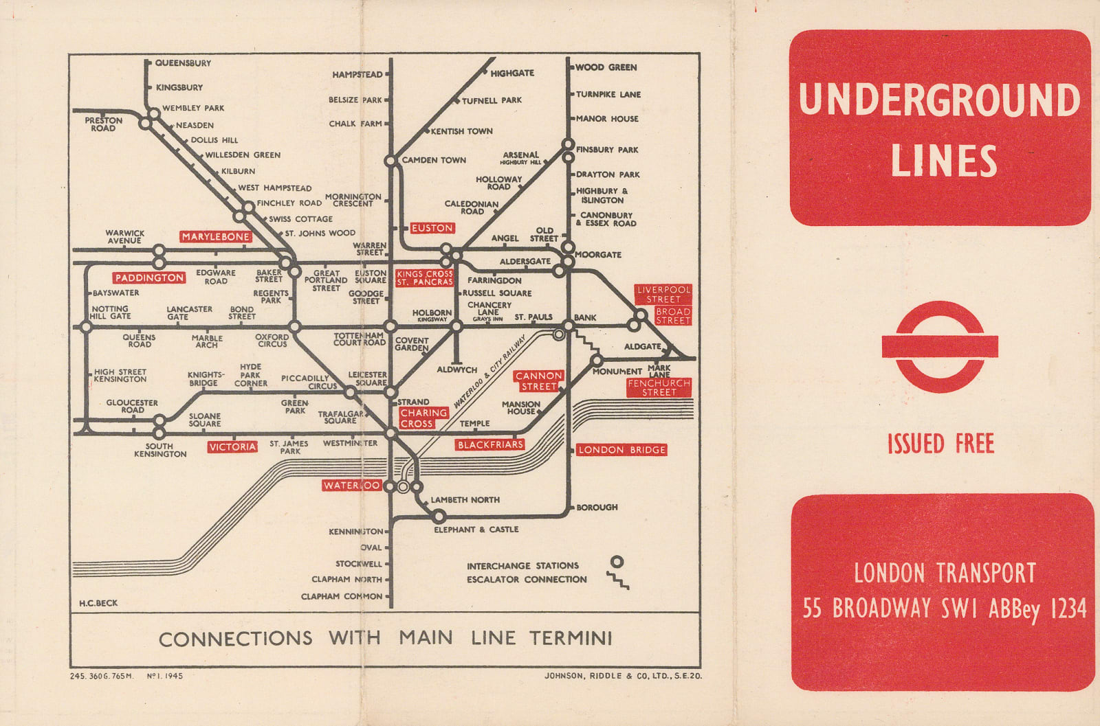 Harry Beck, Beck's Final Wartime Map, 1945