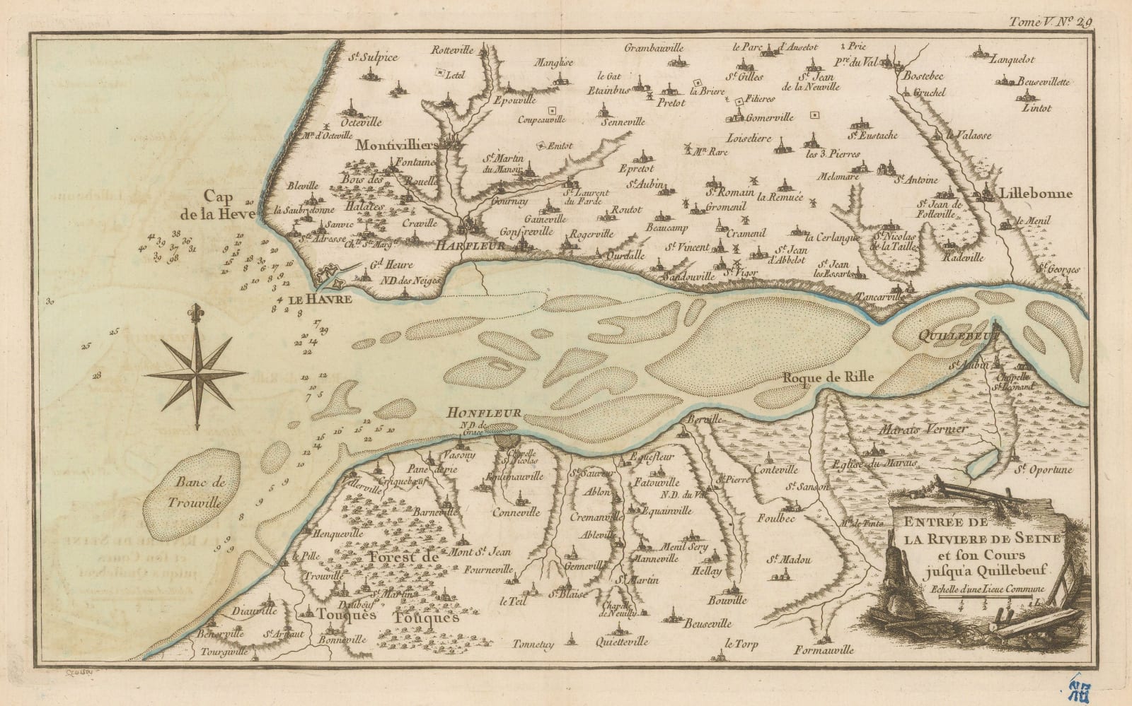 Jacques-Nicolas Bellin, Mouth of the River Seine, 1764