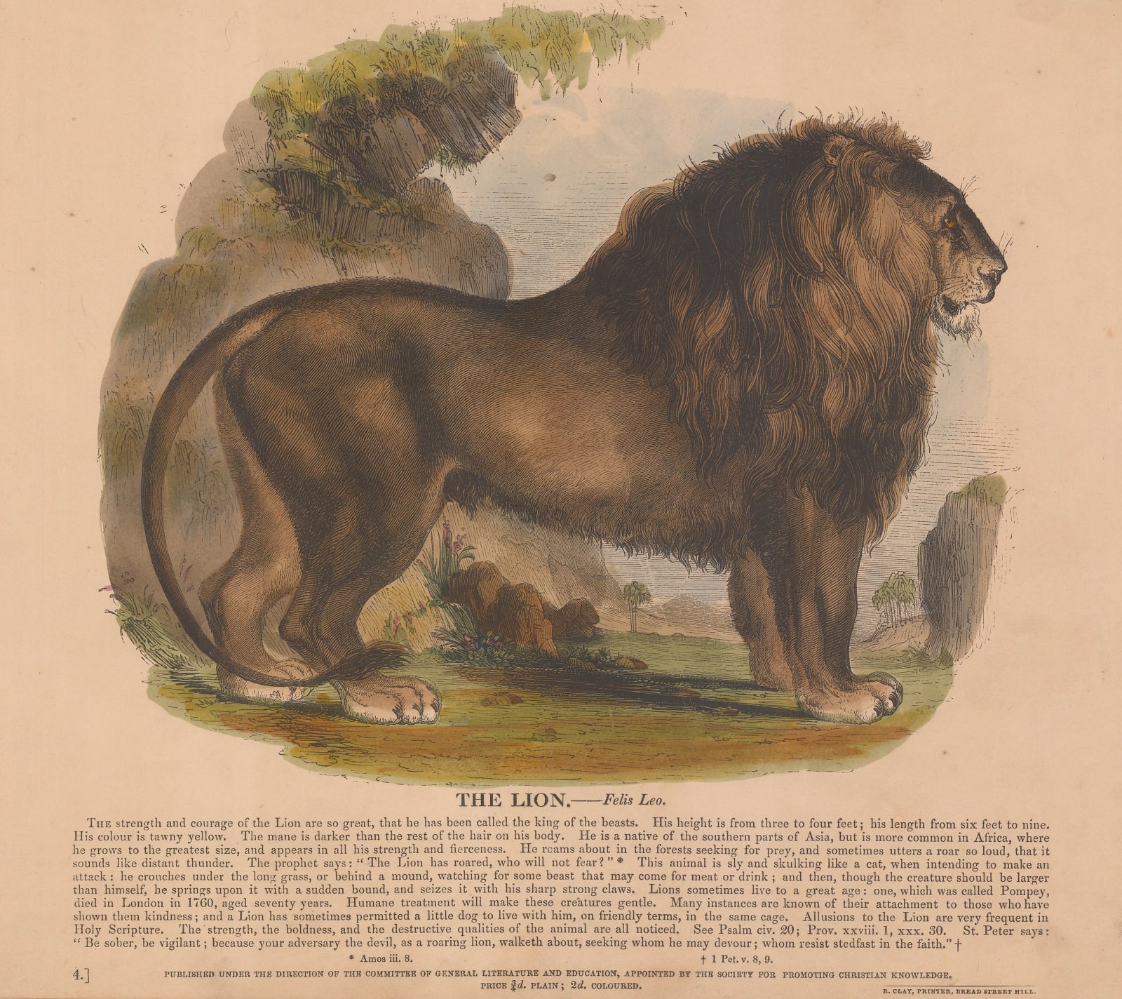 Society for Promoting Christian Knowledge (SPCK), Lion, 1843