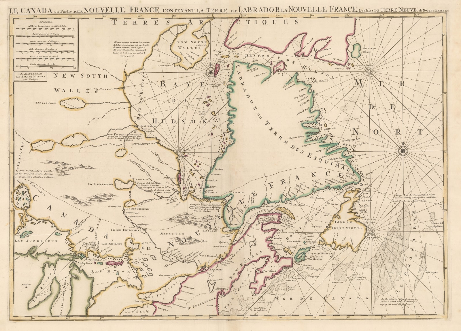 Pierre Mortier, Eastern Canada and Hudson Bay, 1700