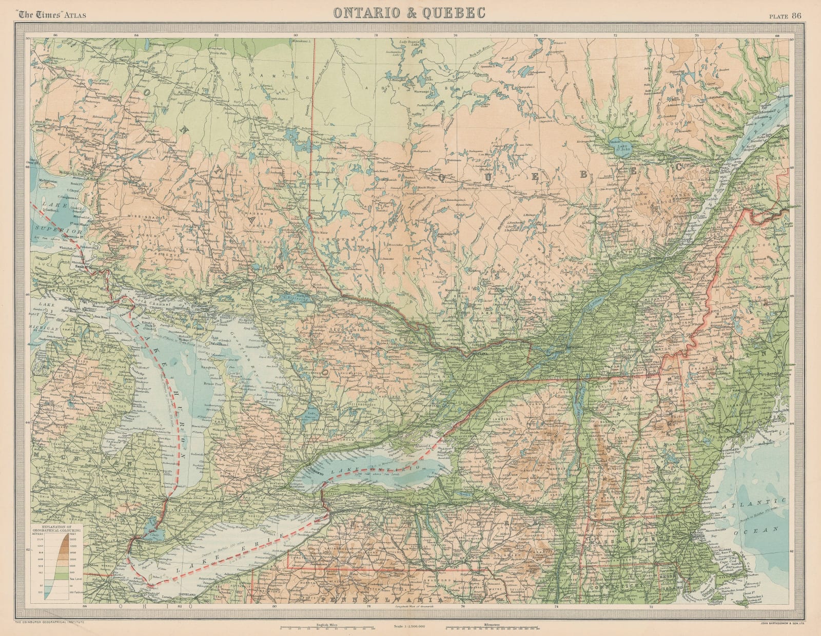 J.G. Bartholomew, Ontario & Quebec, 1922