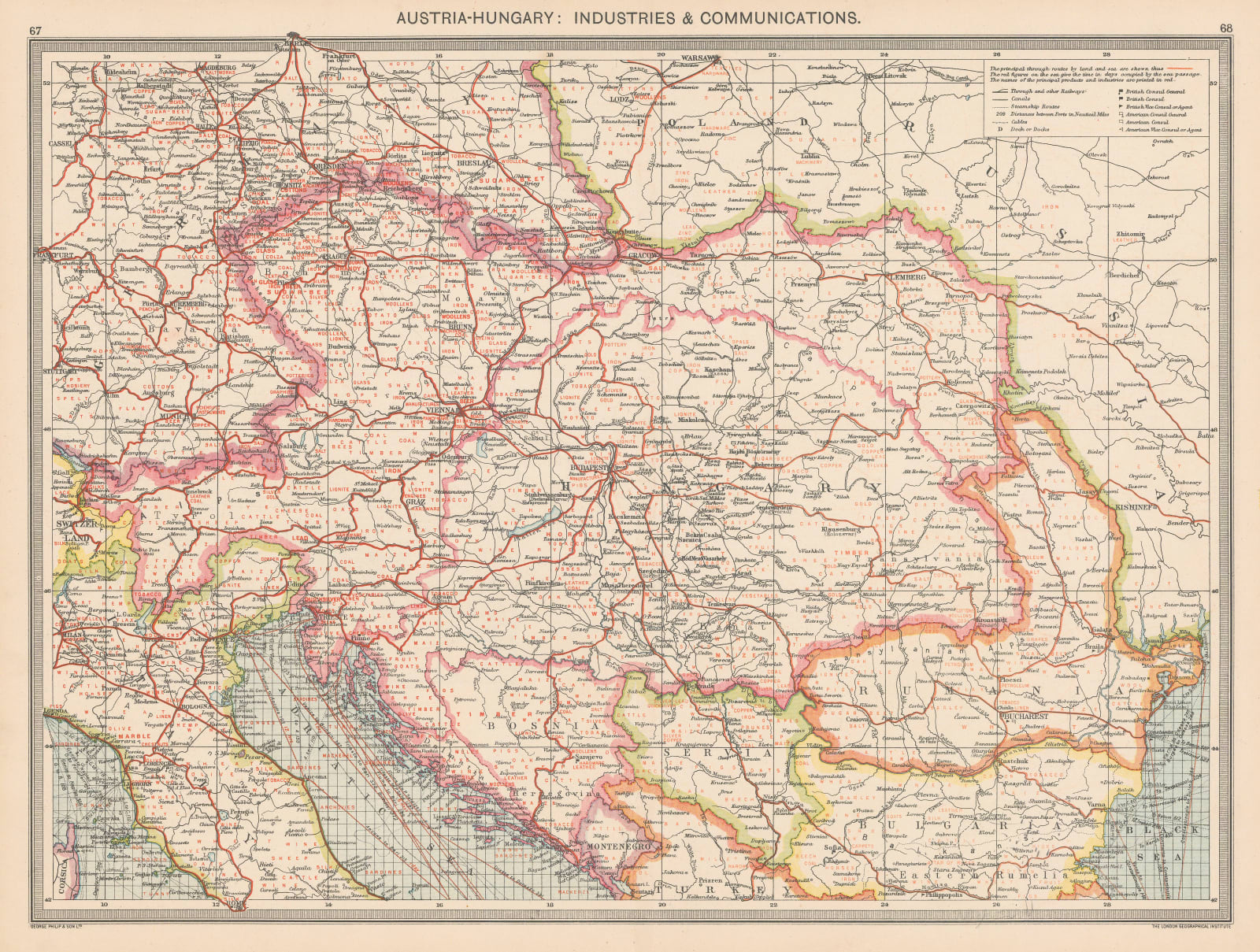 George Philip & Son Ltd., Austria-Hungary: Industries & Communications, 1910 c.