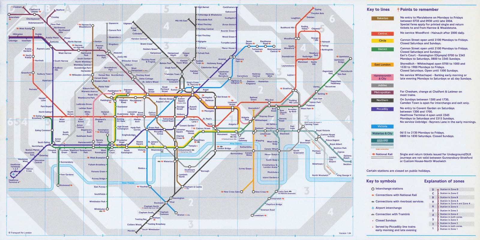 London Underground, London Underground Map, 2004