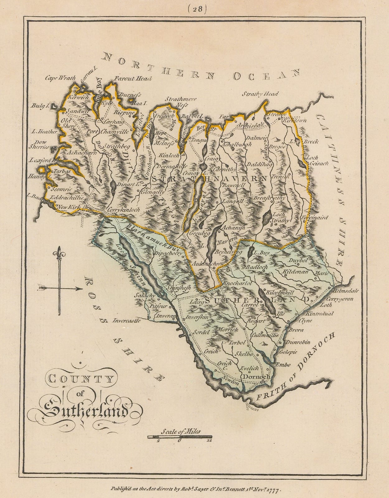 Sayer & Bennett, Sutherland, 1777