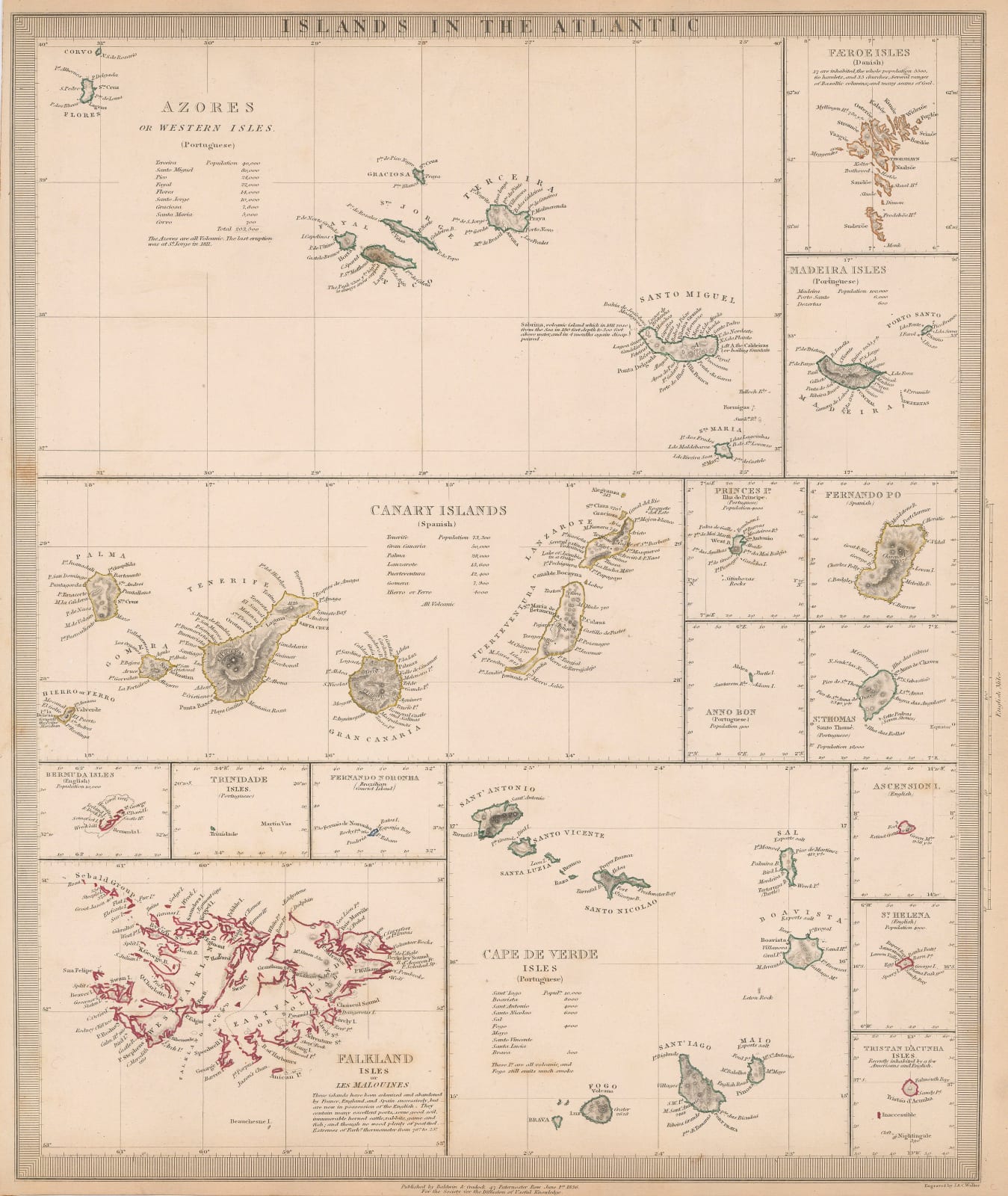 Society for the Diffusion of Useful Knowledge (SDUK), Islands in the Atlantic Ocean, 1844