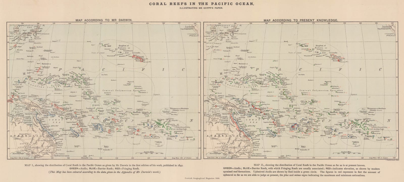 Scottish Geographical Society (SGS), Charles Darwin's Coral Reefs Theory, 1888