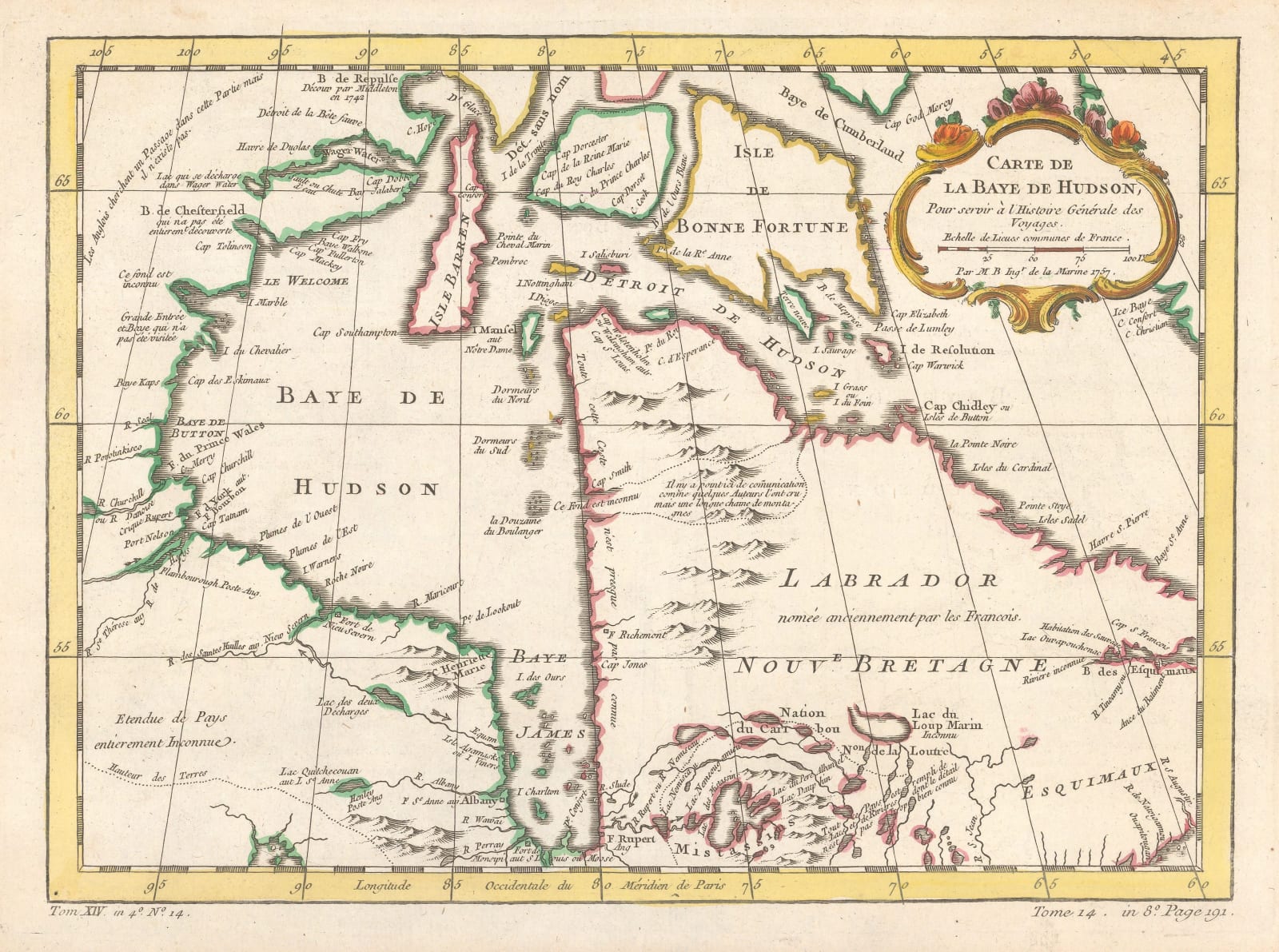 Jacques-Nicolas Bellin, Hudson Bay and environs, 1750 c.