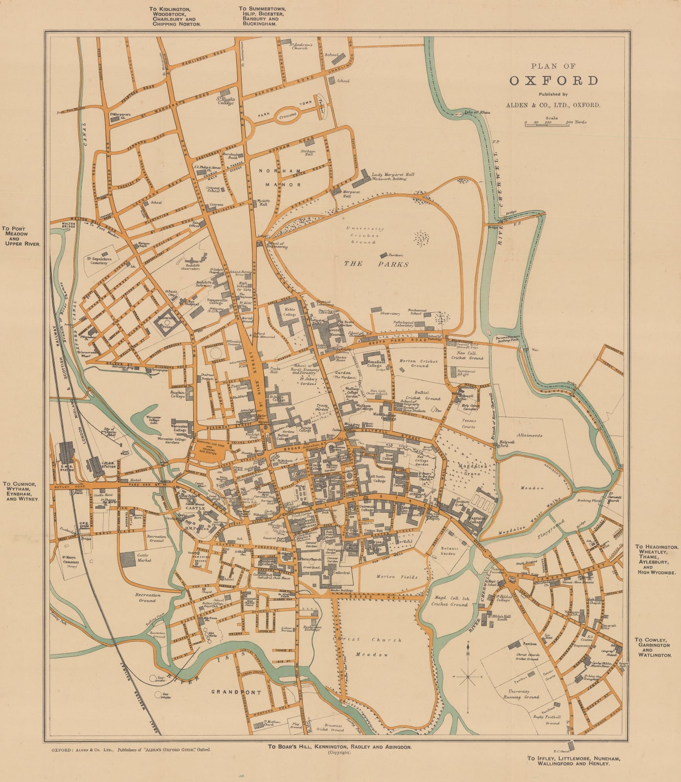 Alden & Co, Plan of Oxford, 1890 c.