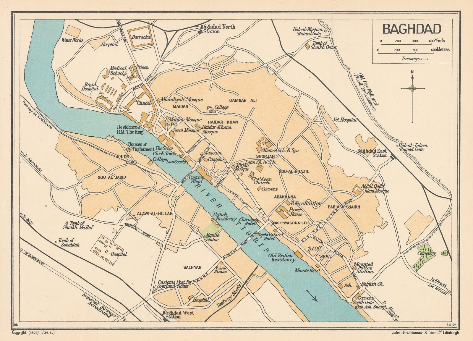 John Bartholomew & Son, Baghdad, 1934