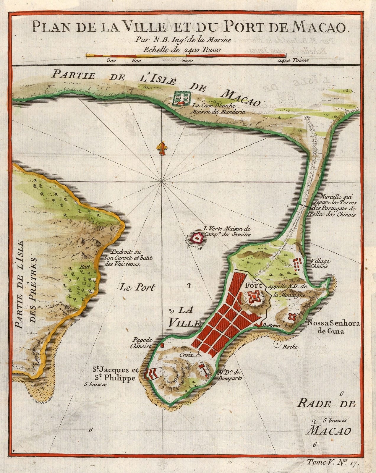 Jacques-Nicolas Bellin, Chart of the port of Macao, 1749