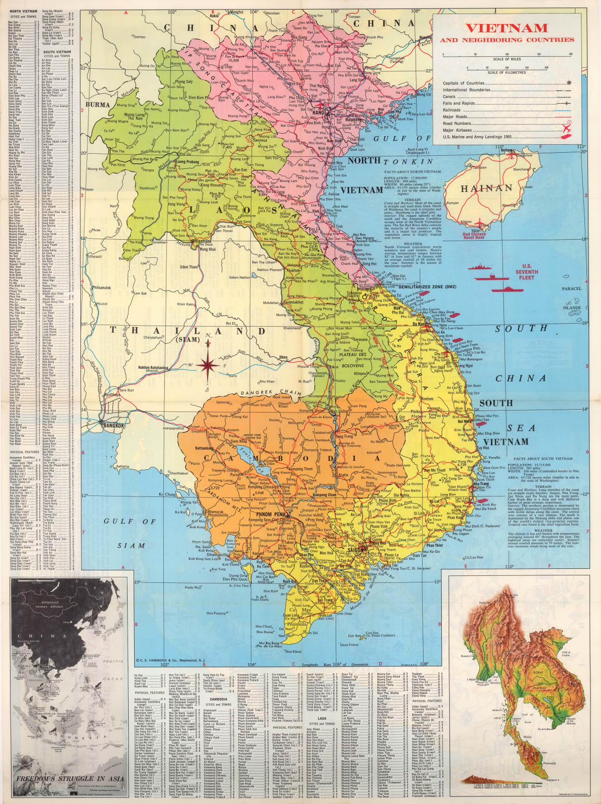 C.S. Hammond & Co., Vietnam Conflict Map, 1966 c.