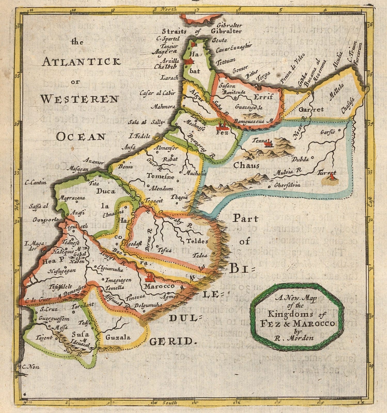 Robert Morden, Miniature map of Morocco, 1688