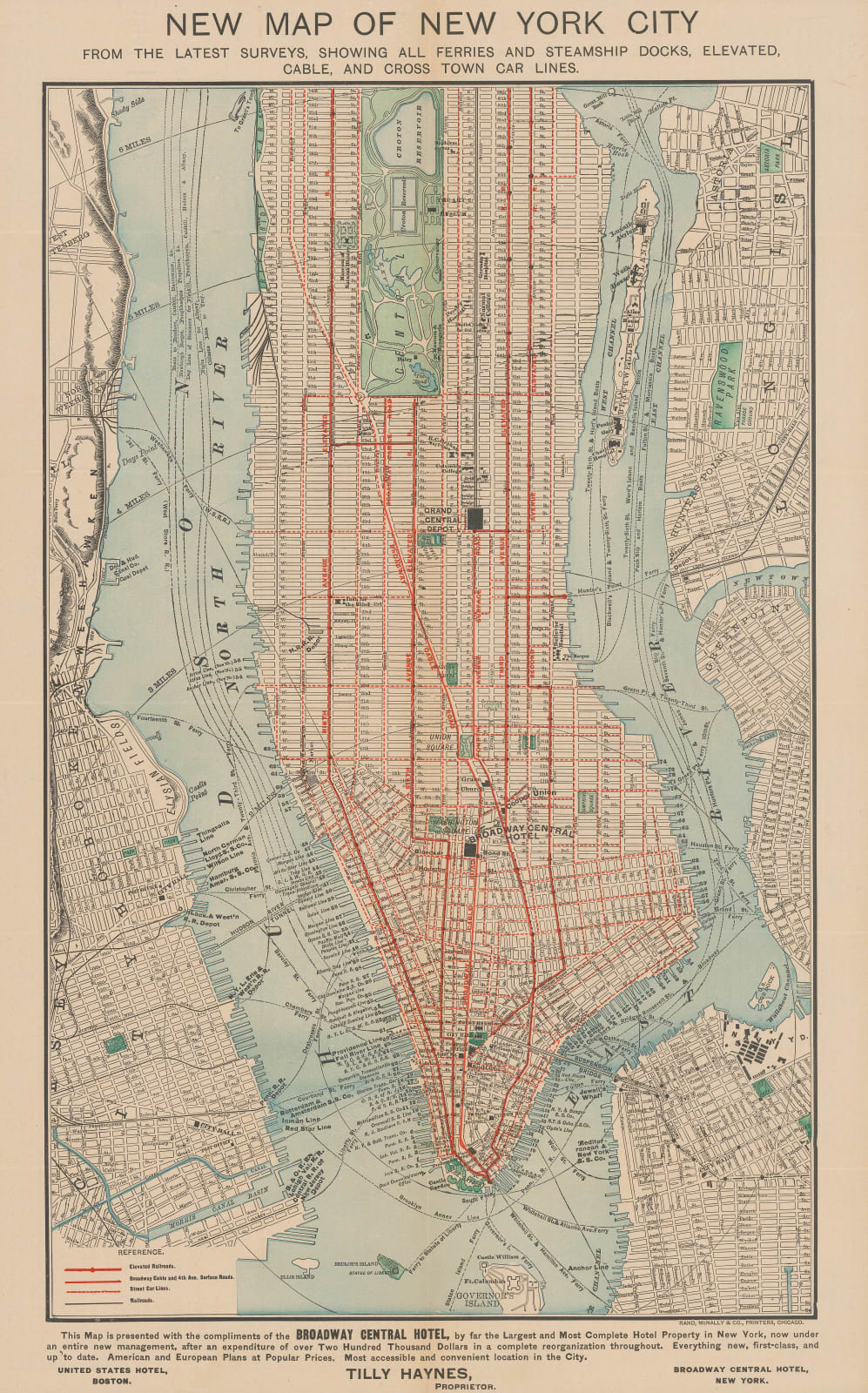Rand McNally, New Map of New York City, 1900 (c.)
