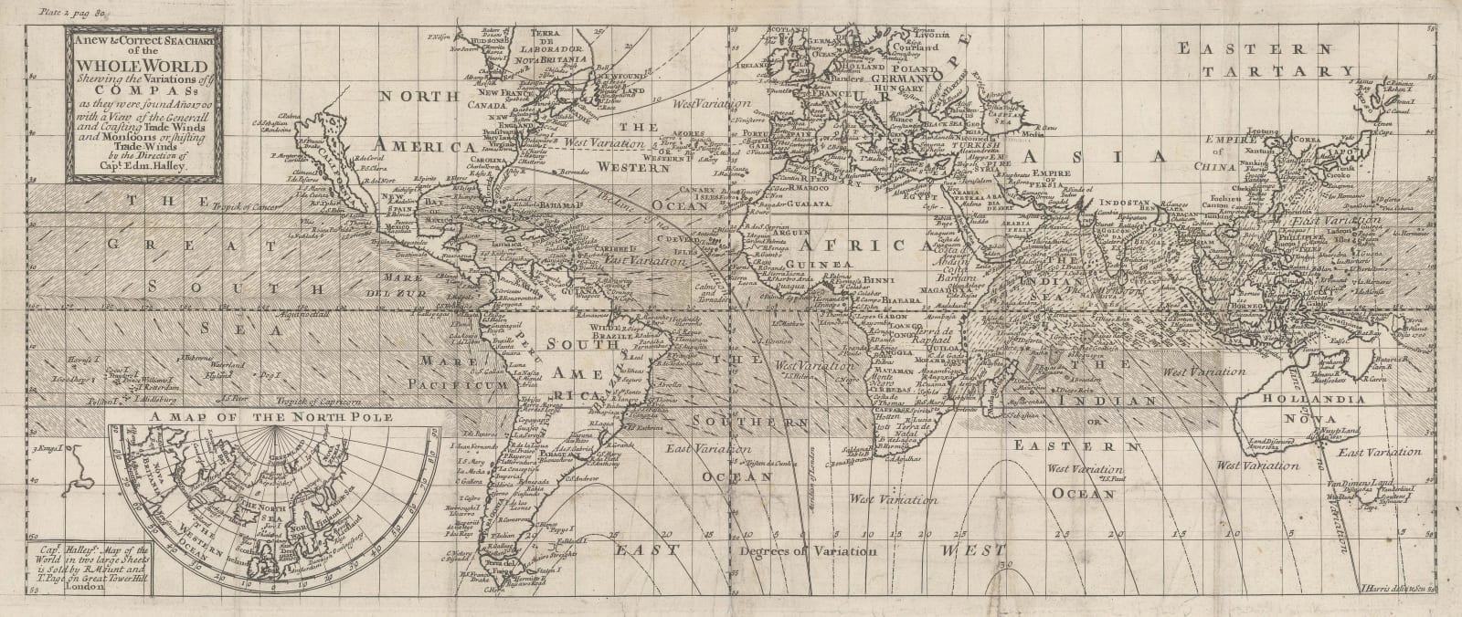 John Harris, A New and Correct Sea Chart of the Whole World, 1710 c.