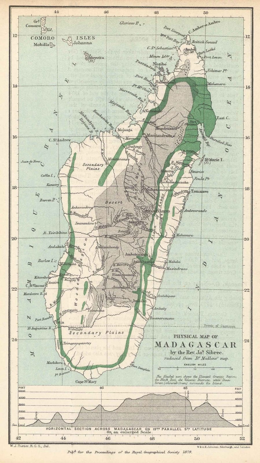 Royal Geographical Society (RGS), Physical Map of Madagascar, 1878