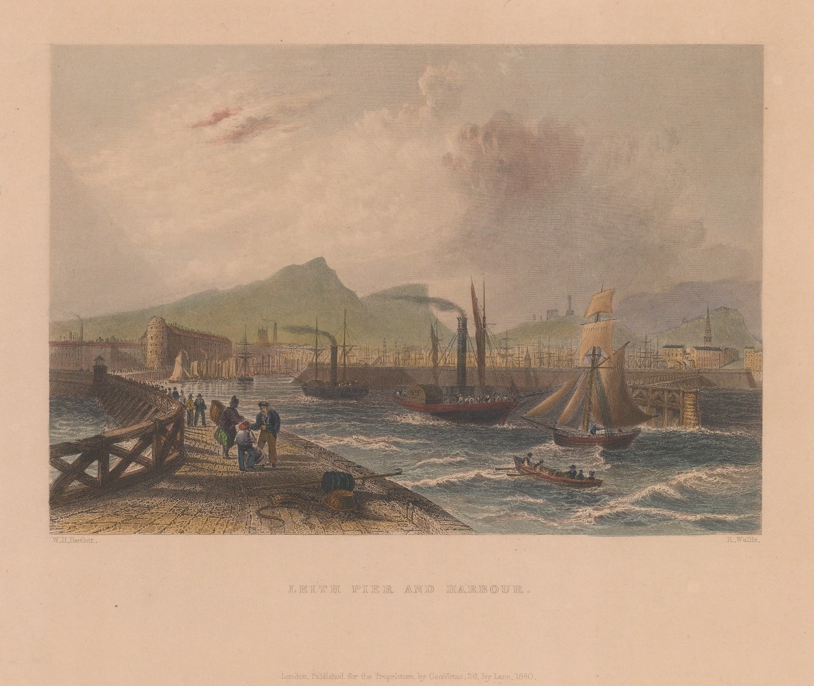 William Bartlett, Scotland - Edinburgh, Leith Pier and Harbour, 1840 c.