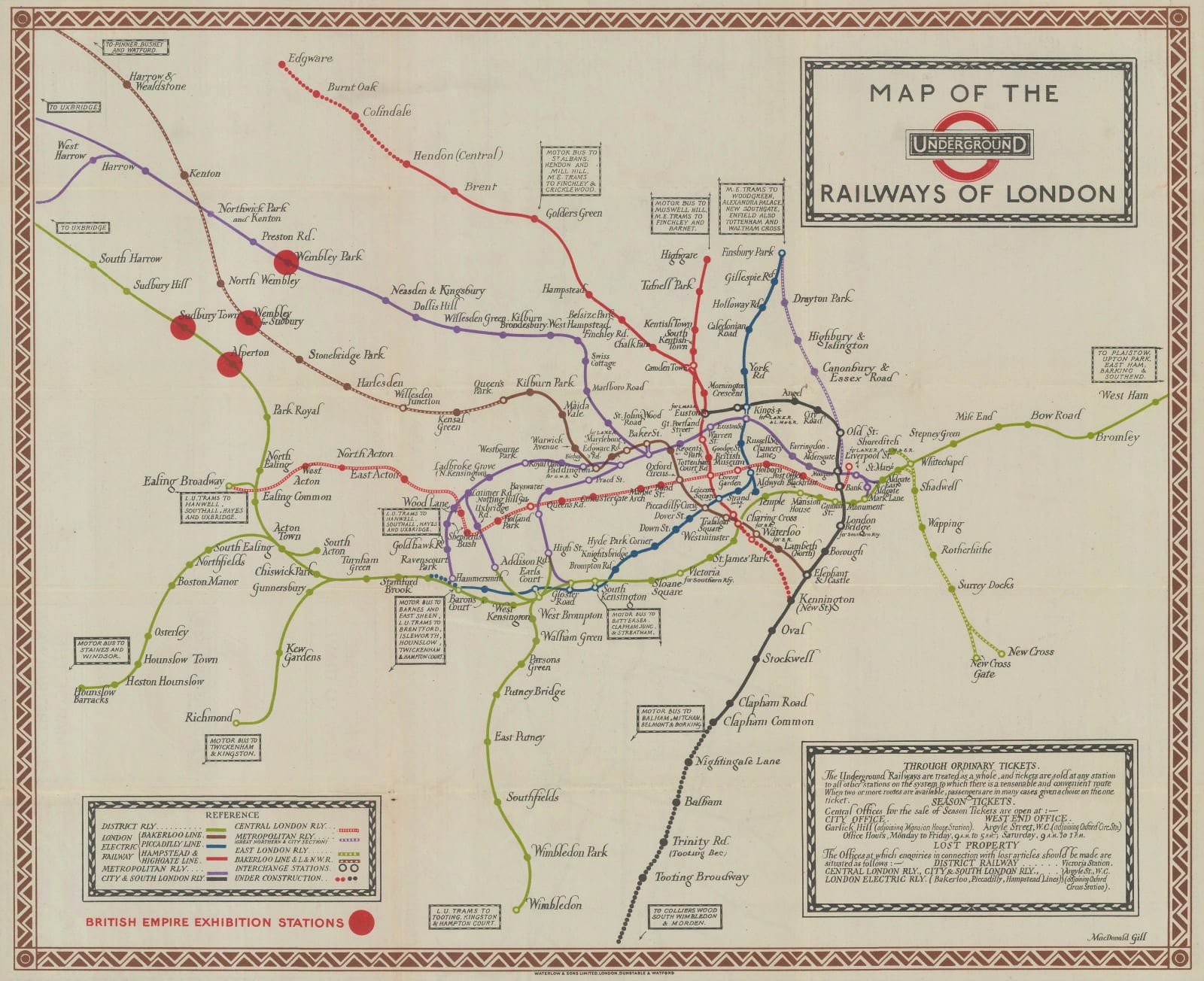 Macdonald Gill, Map of the Underground Railways of London, 1923