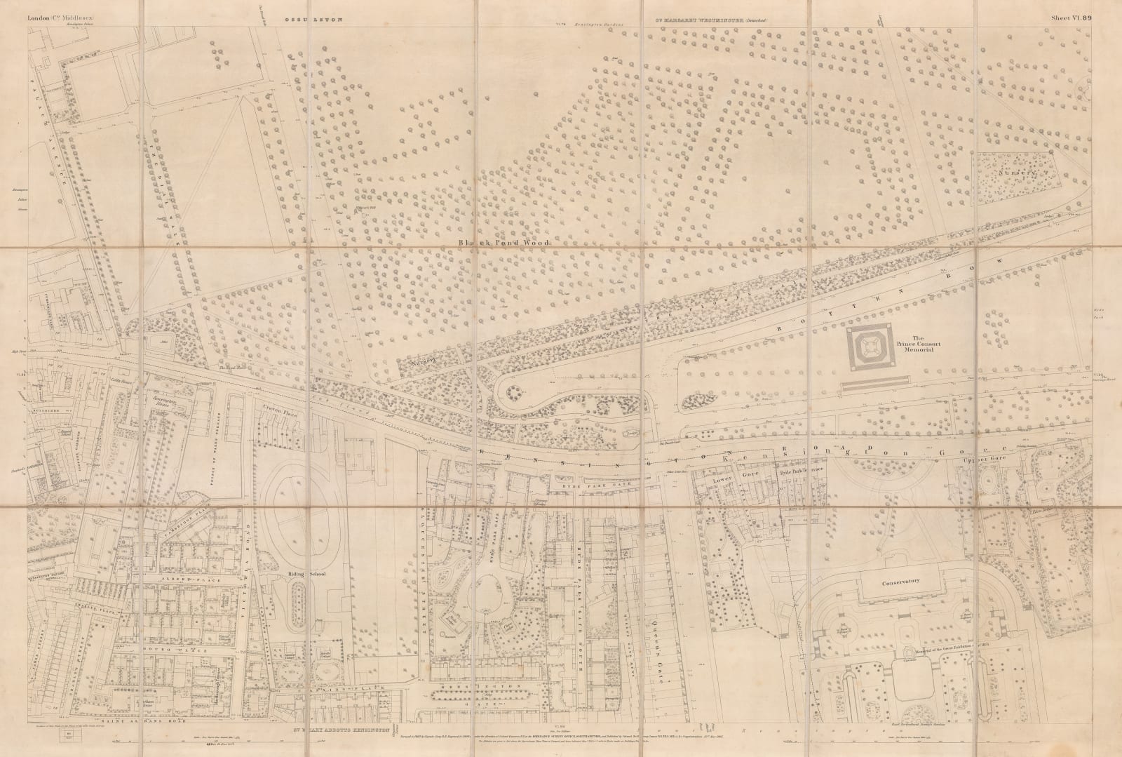 Ordnance Survey, Knightsbridge & Kensington Gore, 1867