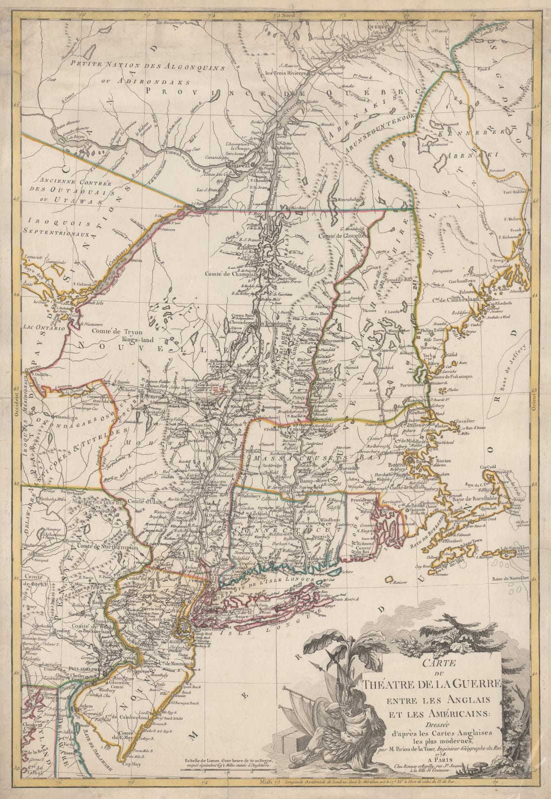 Louis Brion de la Tour, Revolutionary War Map of New England, 1778