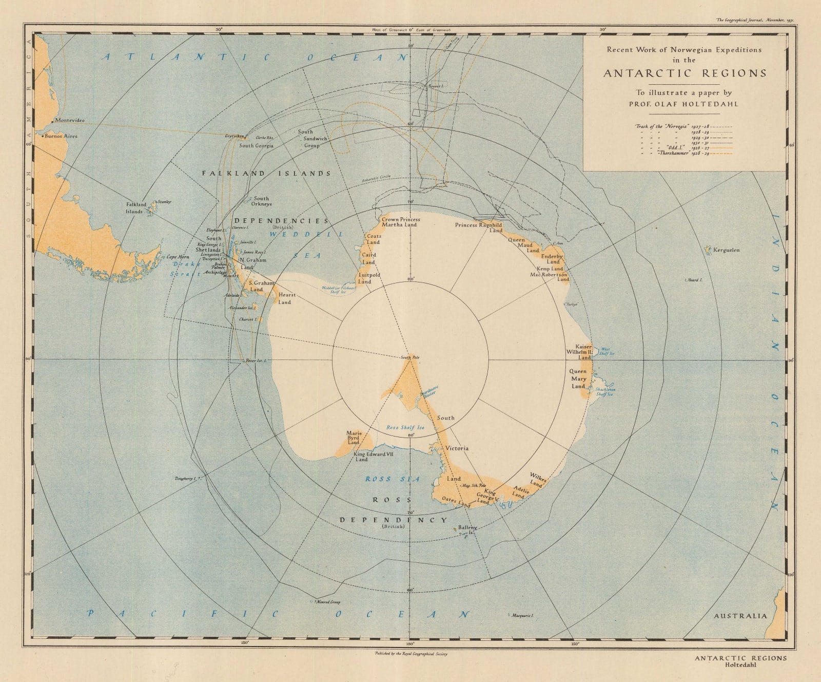 Royal Geographical Society (RGS), Recent Work of Norwegian Expeditions in the Antarctic Regions, 1931