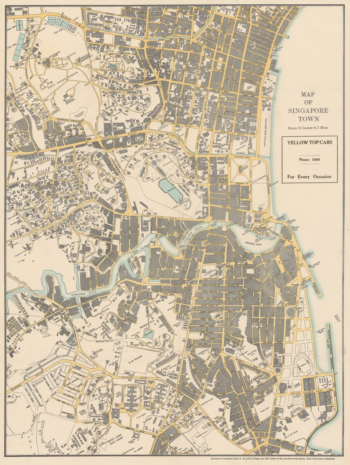 A.C. Willis, Map of Singapore Town, 1935