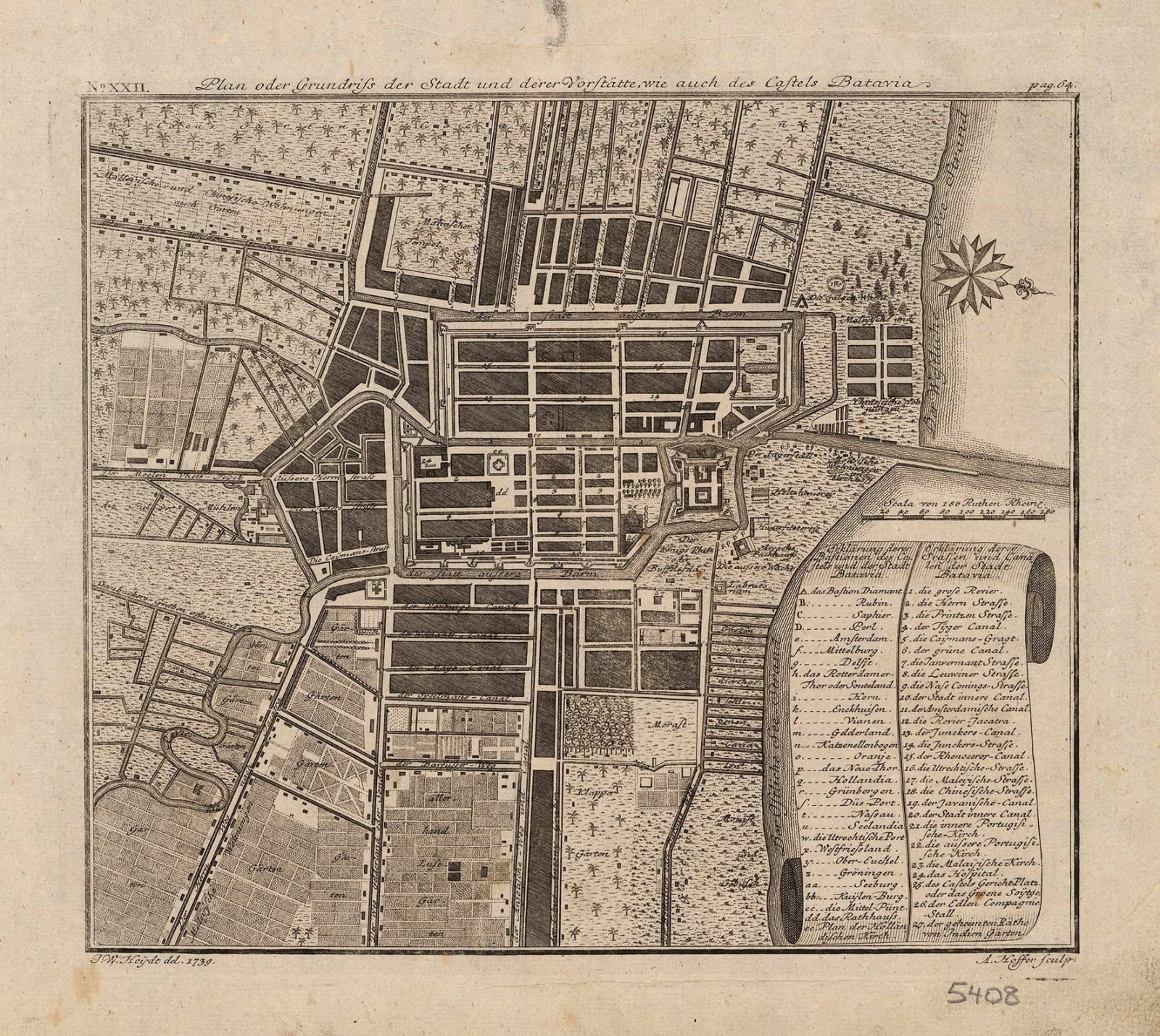 Johann Wolfgang Heydt, Plan of Jakarta (Batavia), 1744