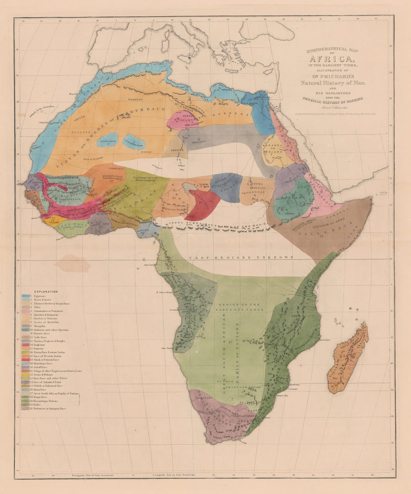 James Cowles Prichard, Ethnographic Map of Africa, 1861