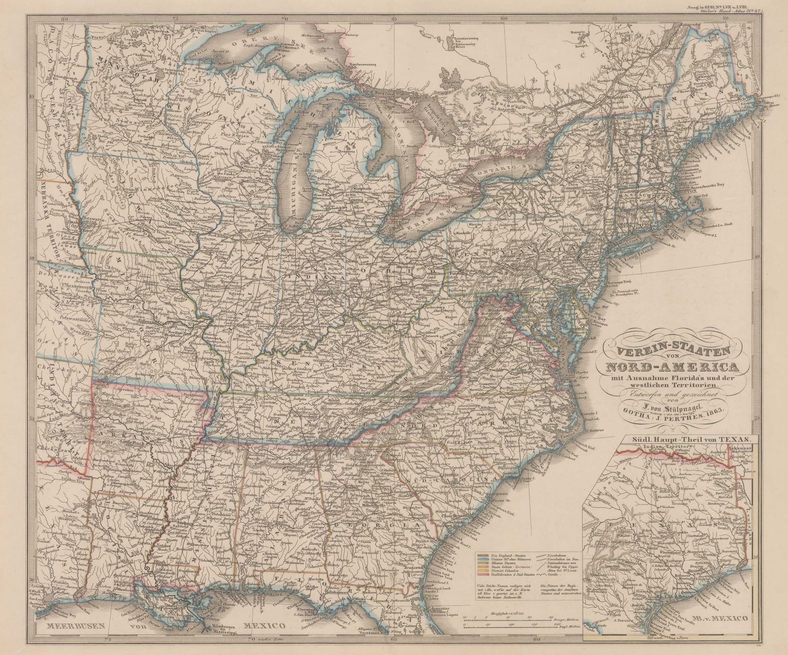 Justus Perthes Civil War map of - Themaphouse Justus Perthes Civil War Map Of The United States 1863
