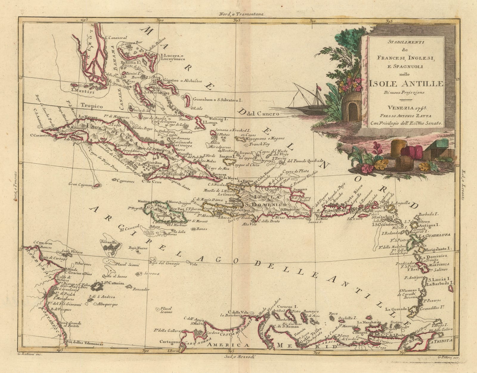 Antonio Zatta, Greater and Lesser Antilles, 1795