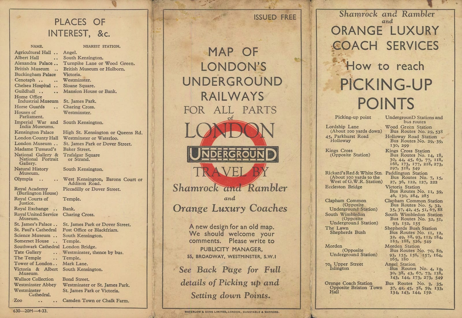 Harry Beck, Orange Coaches Variant - April, 1933