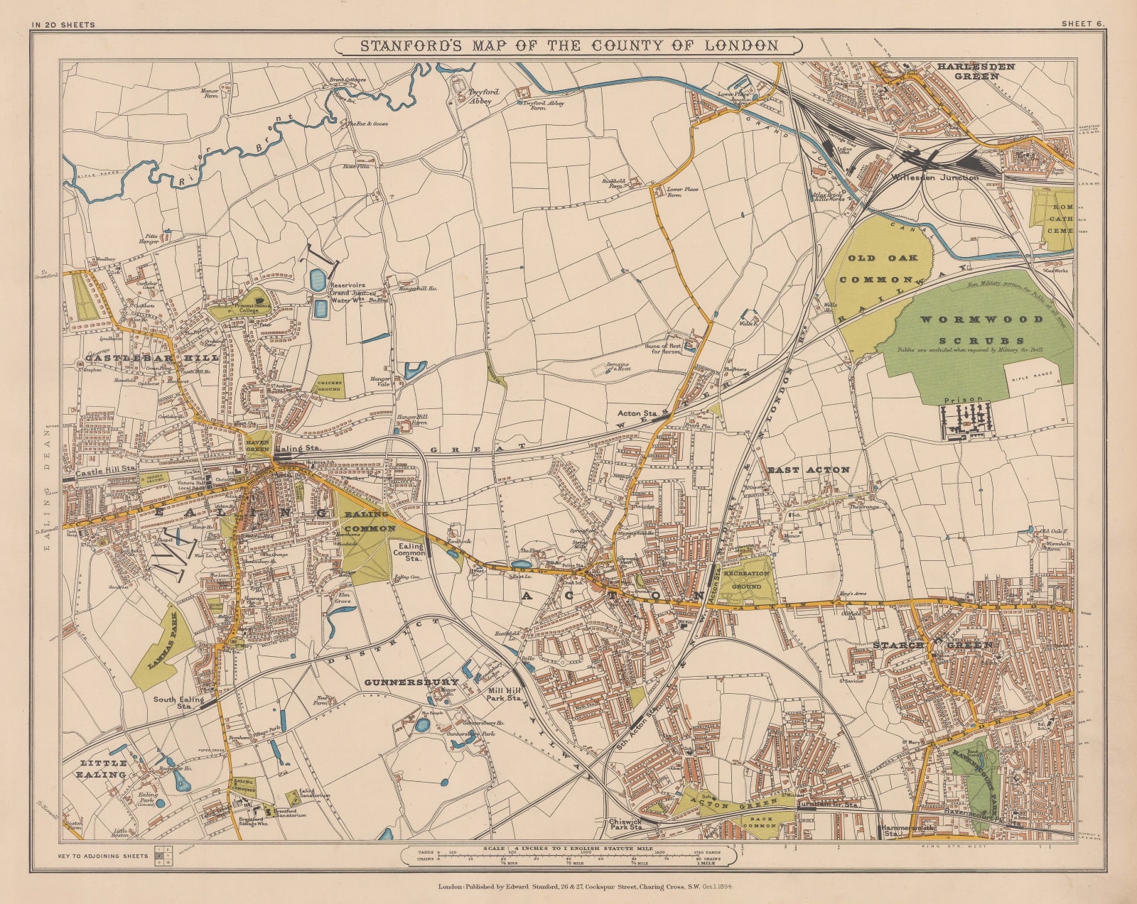 Edward Stanford, Stanford's Map of the County of London - Sheet 6, 1894
