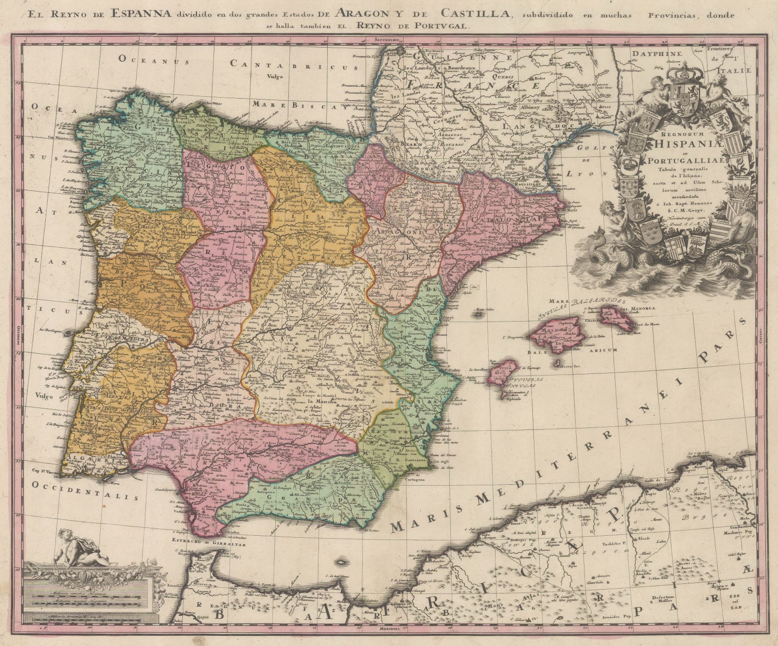Homann Heirs, Kingdoms of Spain and Portugal, 1740 c.