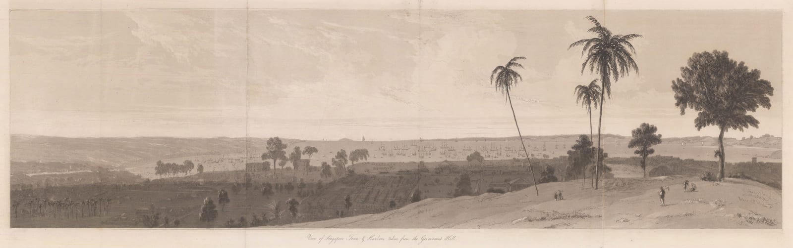 Sophia Raffles, Singapore - Rare Panorama from Gibb's Hill, 1830