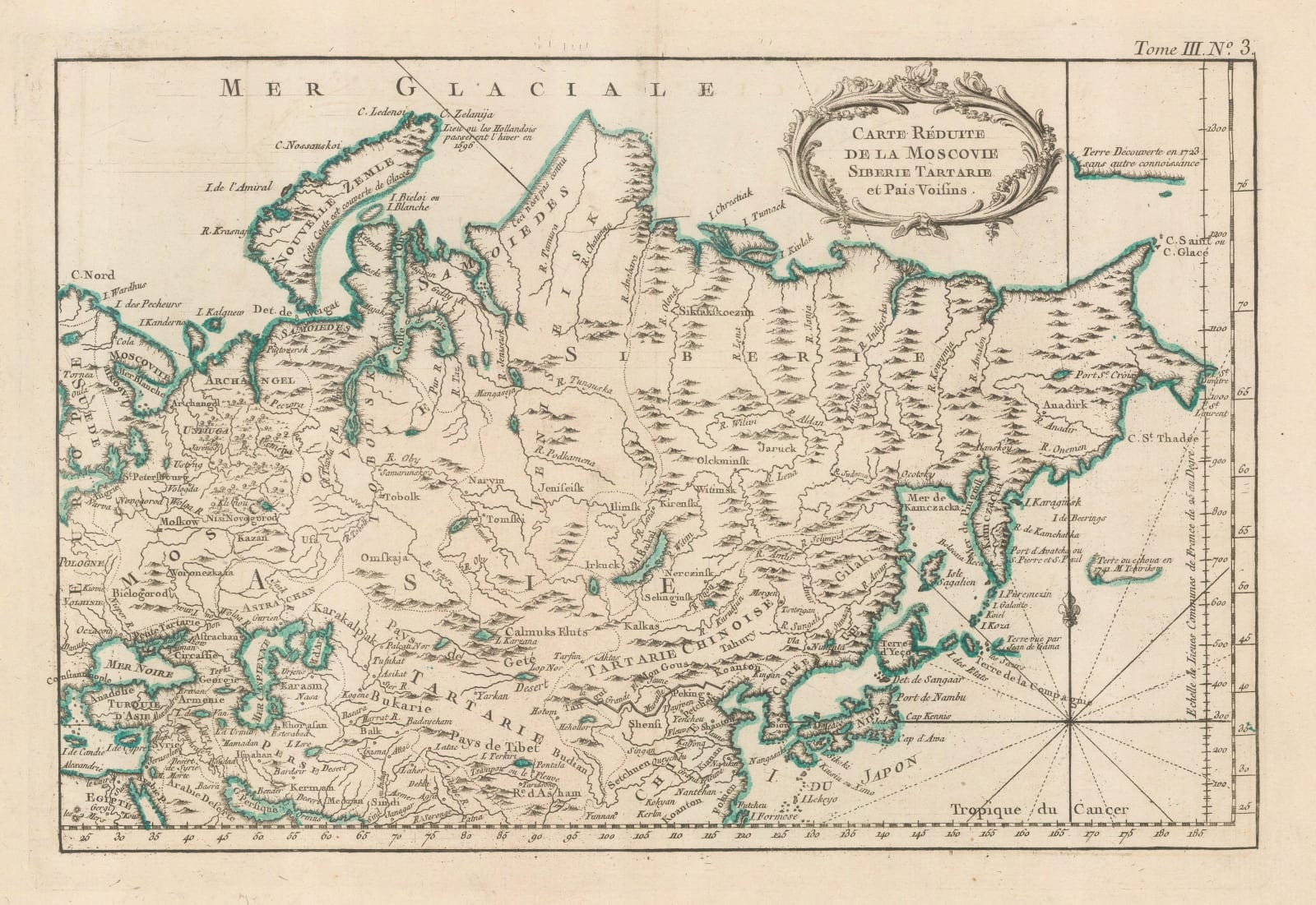 Jacques-Nicolas Bellin, Russia, Siberia, Central Asia & Manchuria, 1764