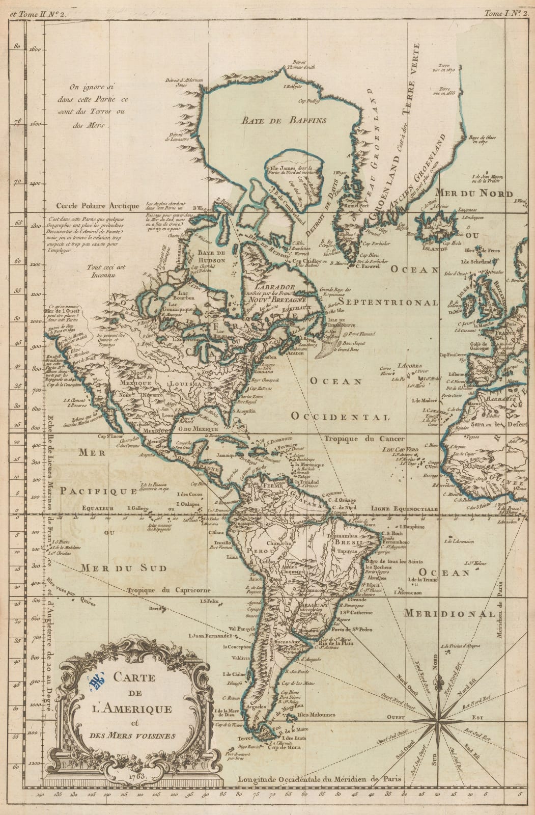 Jacques-Nicolas Bellin, Carte de L'Amerique, 1764