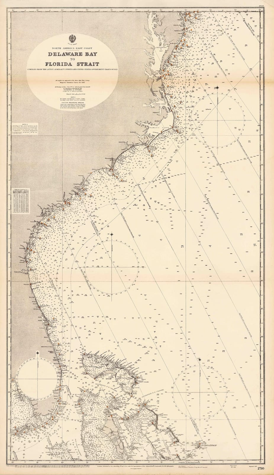 British Admiralty, North America East Coast - Delaware Bay to Florida Strait, 1942