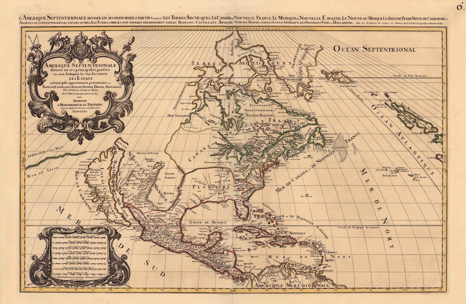 Pierre Mortier, Scarce Mortier edition of Alexis-Hubert Jaillot's map of North America, 1700 c.