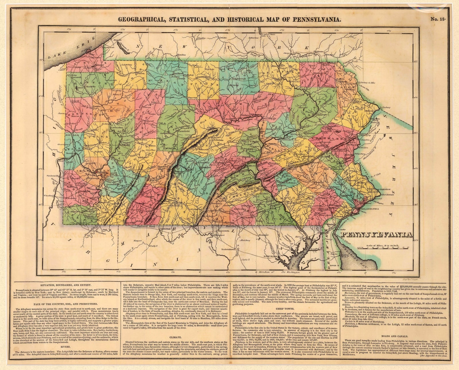 Carey And Lea Geographical Statistical And Historical Map Of Pennsylvania 1822 The Map House 0052