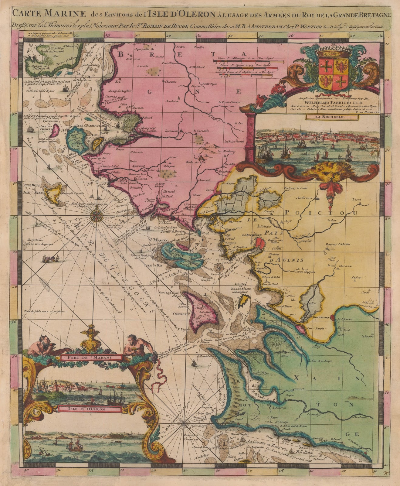 Romeyn De Hooghe, West coast of France with Isle d'Oleron and Isle de Re, 1708