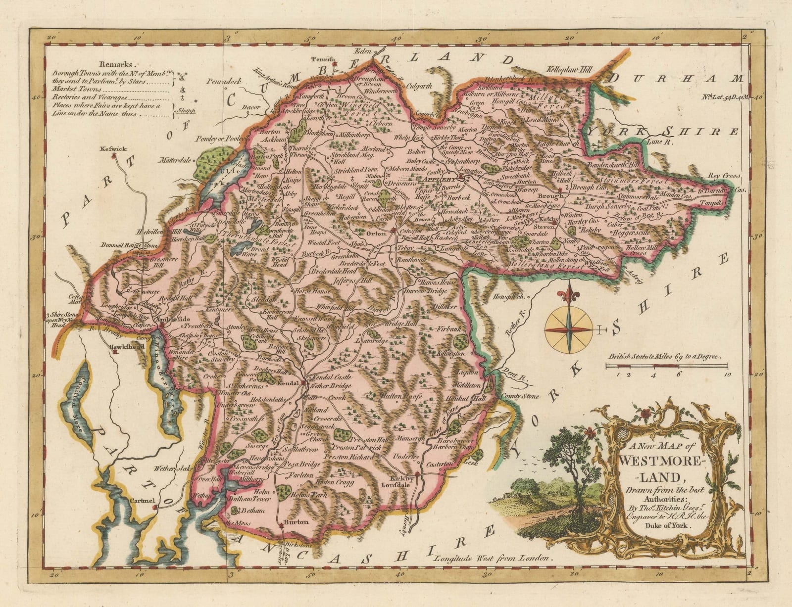 Thomas Kitchin, A New Map of Westmoreland, 1760 c.
