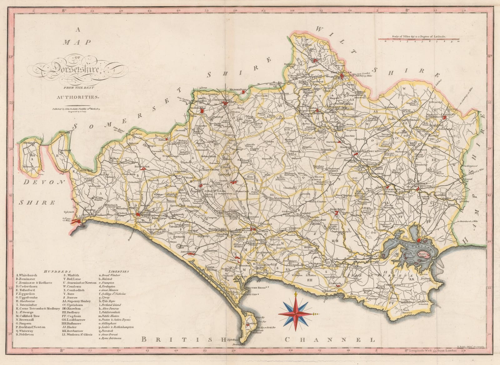 John Cary, Map of Dorsetshire from the Best Authorities, 1805