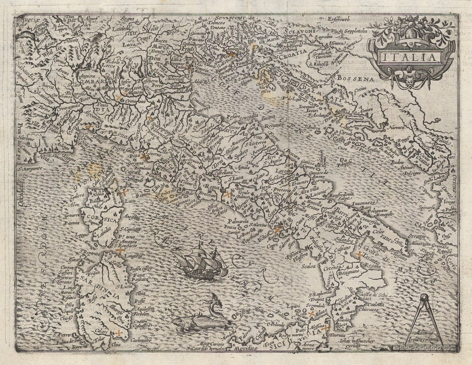 Matthias Quad, Early map of Italy, 1610 c.