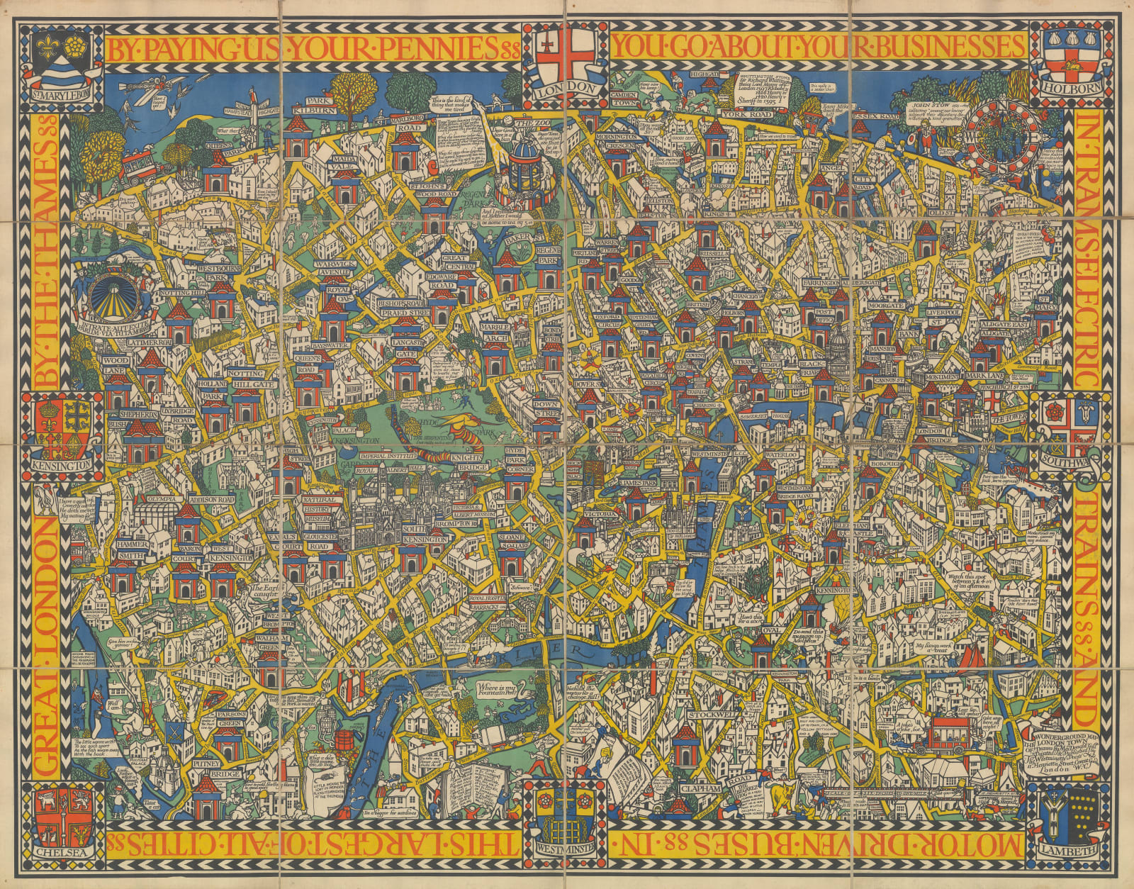 MacDonald Gill, The Wonderground Map of London Town, 1914