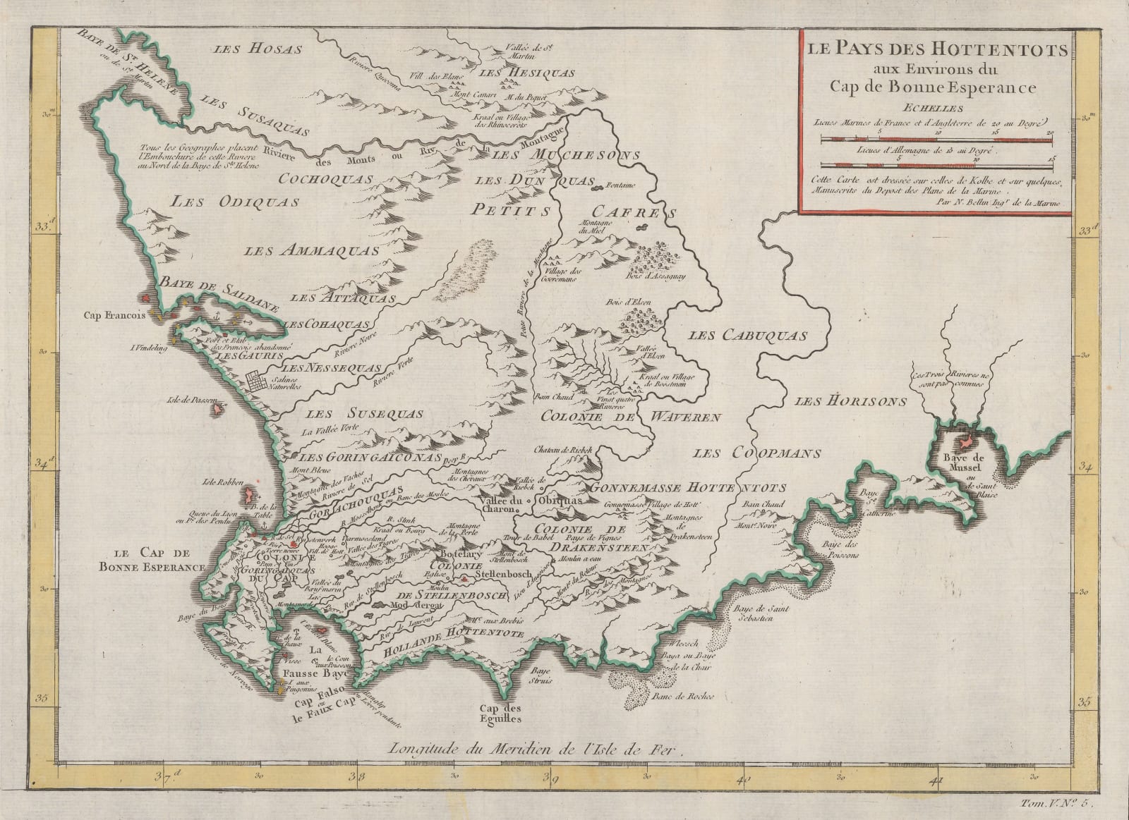 Jacques-Nicolas Bellin, South-Western Africa and the Cape of Good Hope, 1748