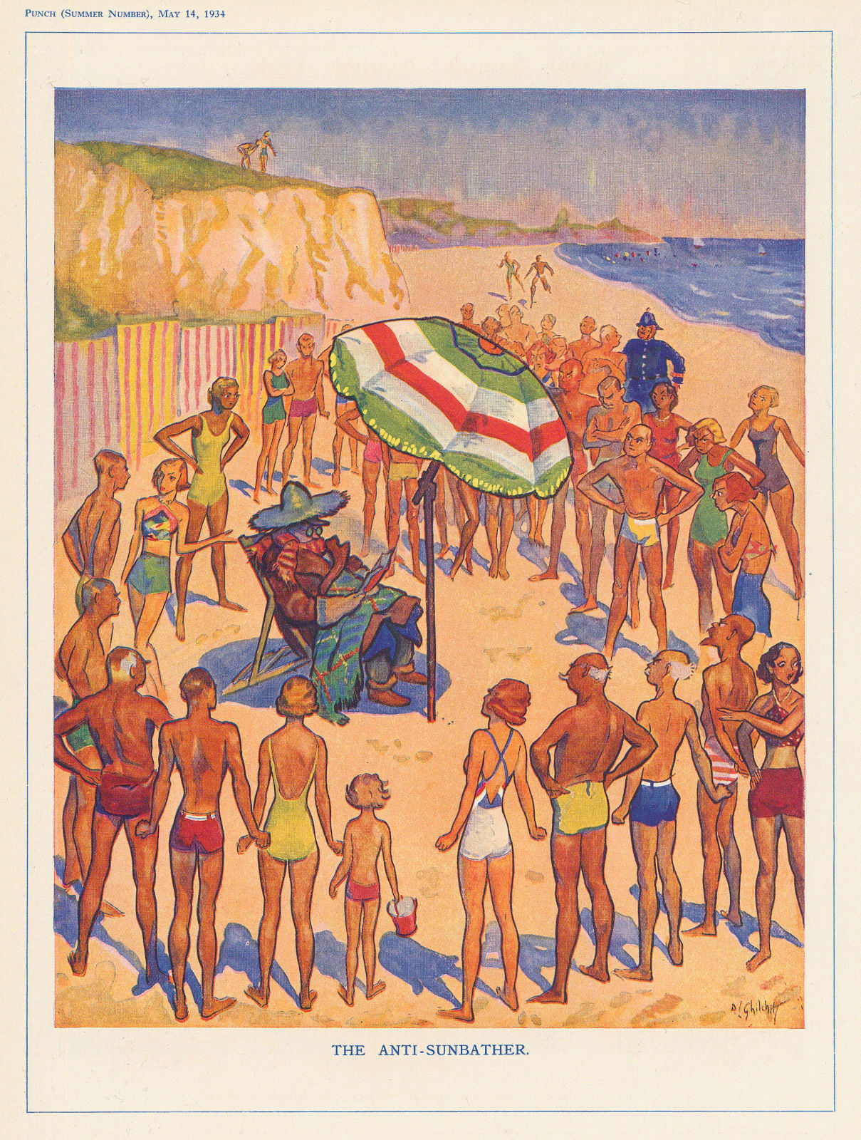 Punch, Cartoon - Anti-Sunbather, 1934