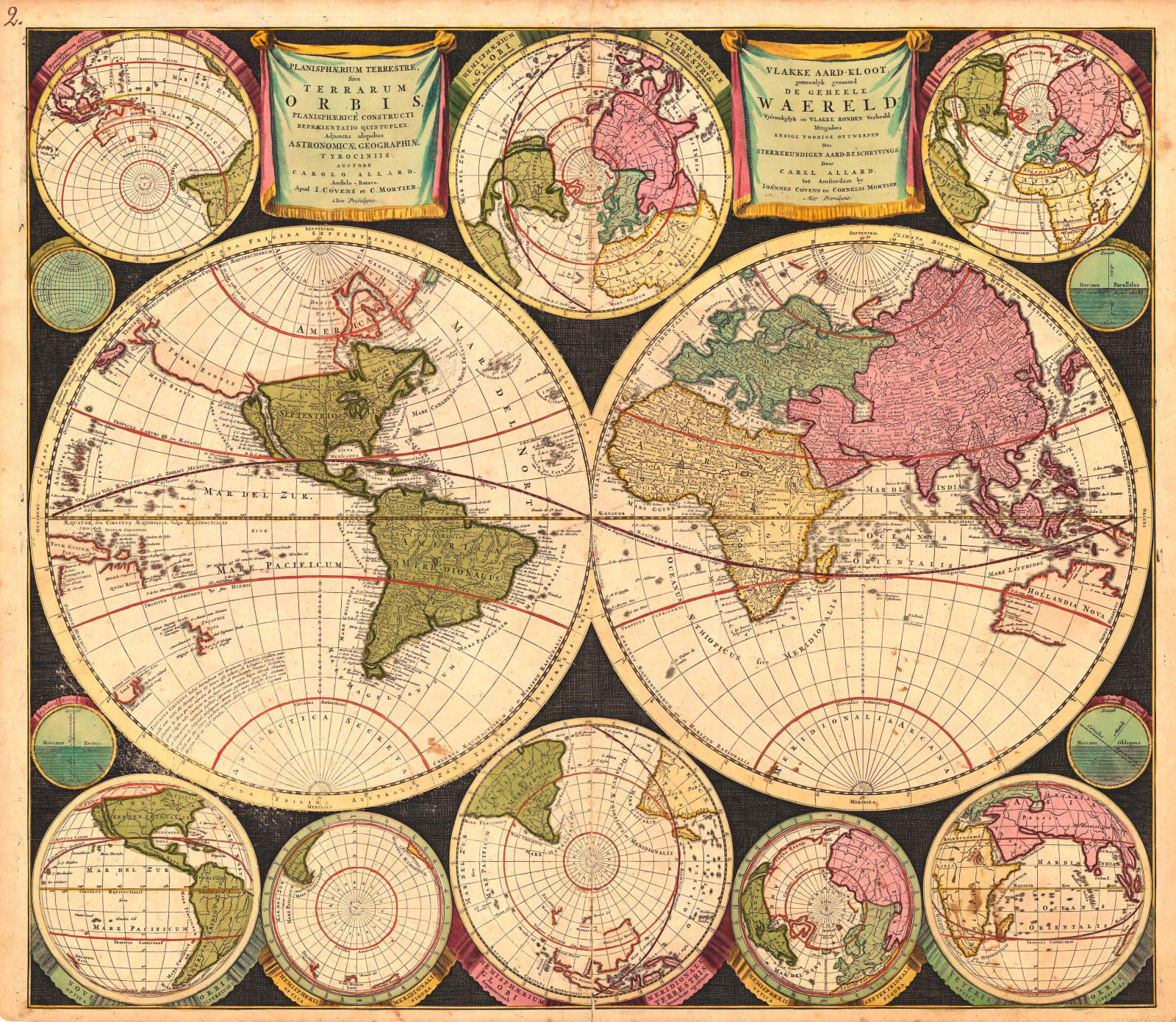 Carolus Allard, Planisphaerium Terrestre, sive Terrarum Orbis, 1696