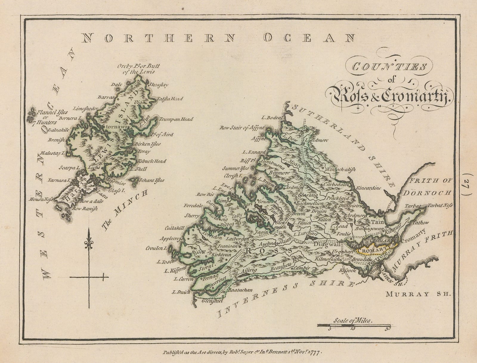 Sayer & Bennett, Ross and Cromarty with the Isles of Harris and Lewis, 1777
