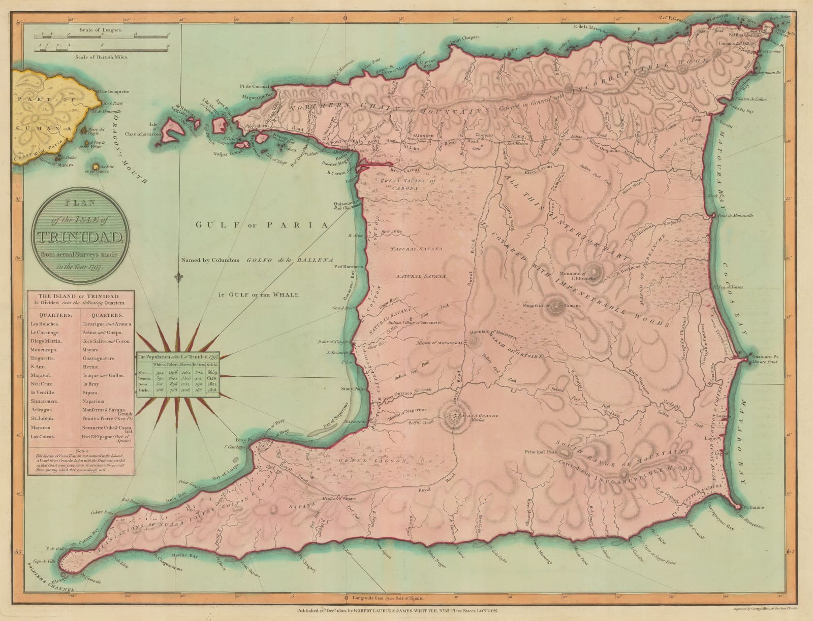Laurie & Whittle, Plan of the Isle of Trinidad, 1800