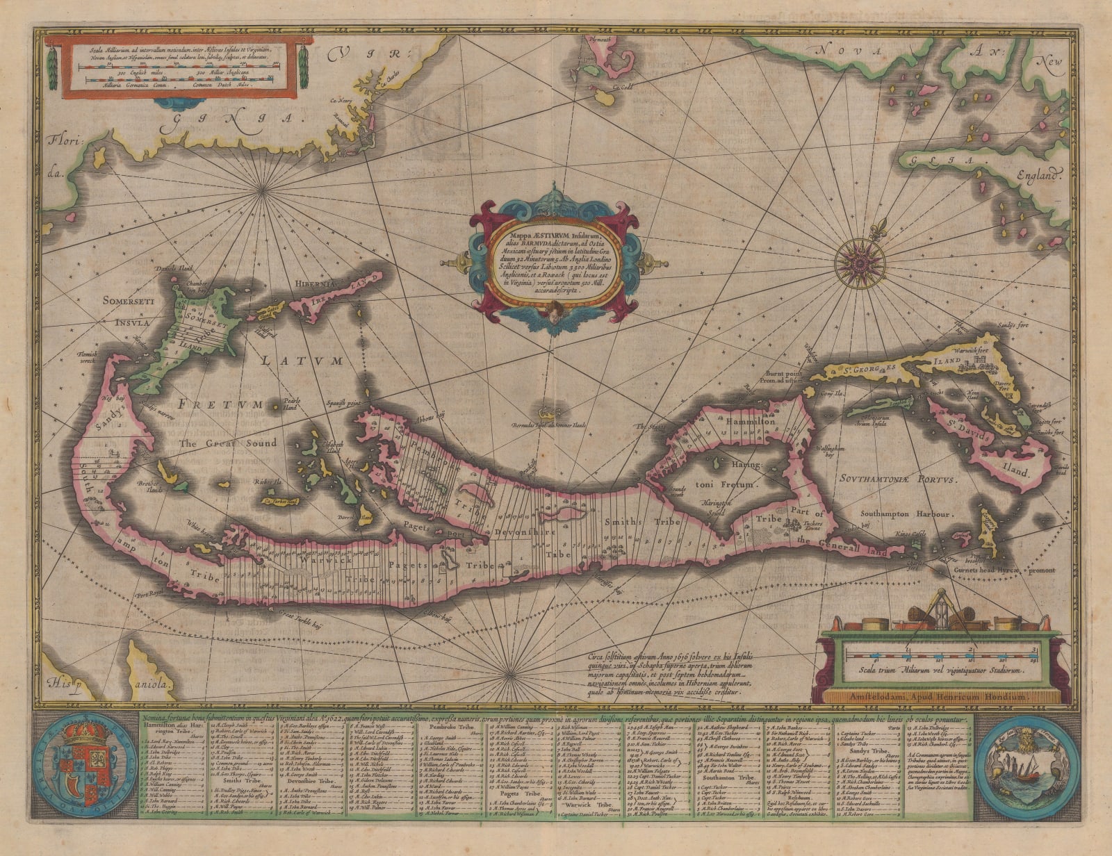 Henricus Hondius, Important Dutch map of Bermuda, 1633